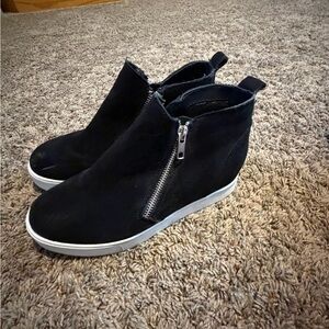 Soda Black Wedge Sneakers